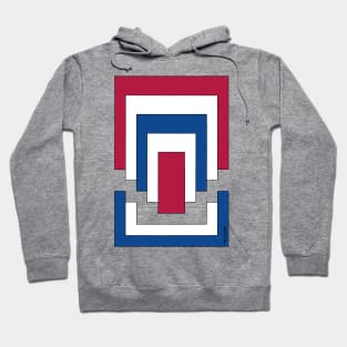 Rectangle Abstract in Red, White, and Blue Hoodie
